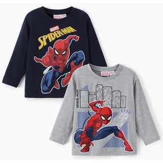 Disney Marvel Spider-Man Boys 2-Pieces Cotton Long Sleeve Crew Neck T-Shirt Kids Graphic Tee Superhero Shirts Sizes 2T-9Y