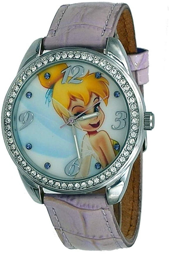 TNK584 Women's Tinkerbell Pink Strap Crystal Accented Analog Watch