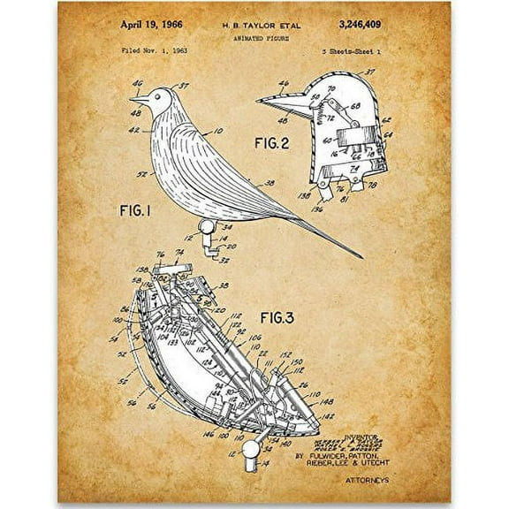 Disney Talking Bird Patent Print - 11x14 Unframed Patent Print - Great Gift for Disney Fans