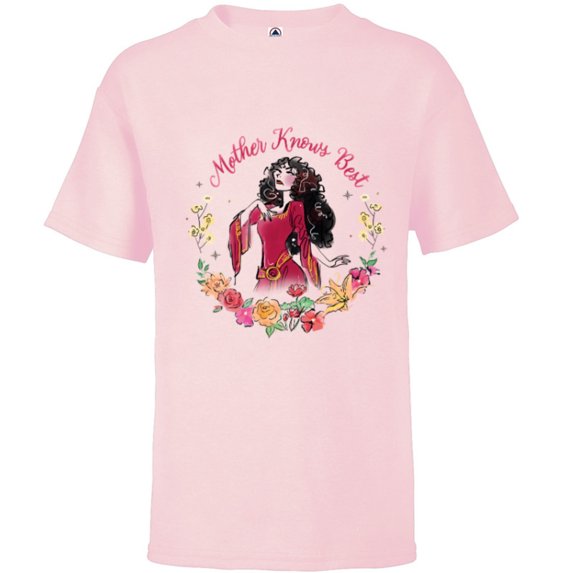 Disney Tangled Mother’s Day Mother Gothel Mother Knows Best - Short Sleeve T-Shirt for Kids - Customized-Soft Pink