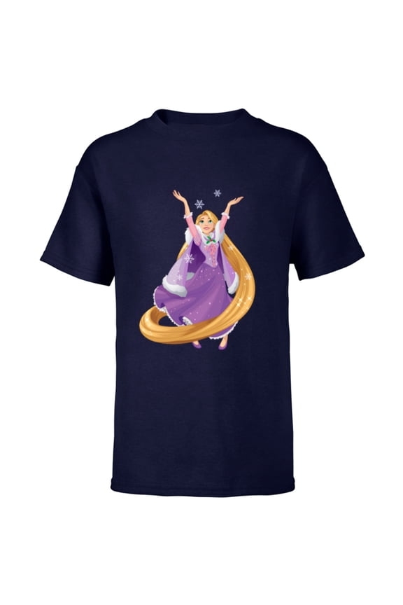 Tangled Princess Rapunzel Holiday - Short Sleeve T-Shirt for Kids - Customized-Navy