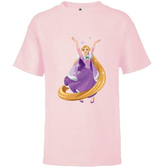 Disney Tangled Princess Rapunzel Holiday - Short Sleeve T-Shirt for Kids - Customized-Soft Pink