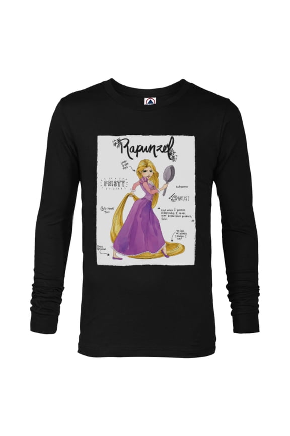 Tangled Rapunzel Fashion Callouts T-Shirt - Long Sleeve T-Shirt for Men - Customized-Black