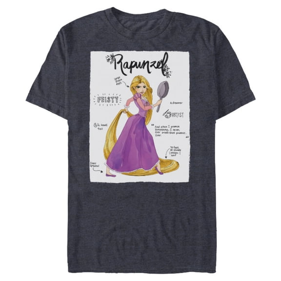 Disney Tangled Rapunzel Fashion Callouts T-Shirt- Short Sleeve Blended T-Shirt for Adults - Customized-Navy Heather