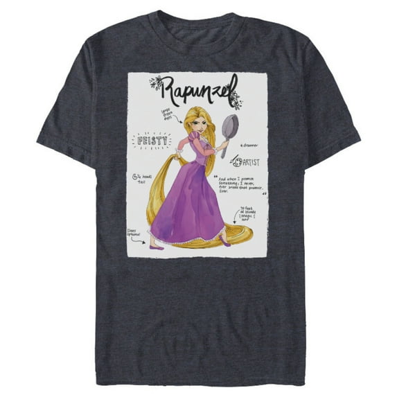 Disney Tangled Rapunzel Fashion Callouts T-Shirt- Short Sleeve Blended T-Shirt for Adults - Customized-Navy Heather