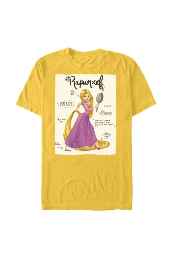 Tangled Rapunzel Fashion Callouts T-Shirt- Short Sleeve Blended T-Shirt for Adults - Customized-Yellow