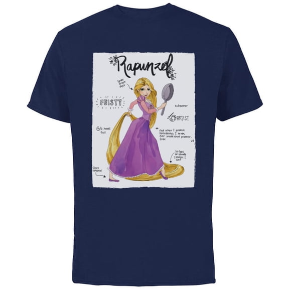 Disney Tangled Rapunzel Fashion Callouts T-Shirt - Short Sleeve Cotton T-Shirt for Adults - Customized-Navy