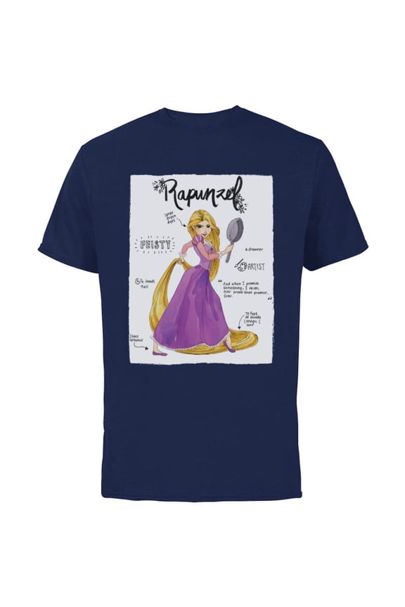 Tangled Rapunzel Fashion Callouts T-Shirt - Short Sleeve Cotton T-Shirt for Adults - Customized-Navy