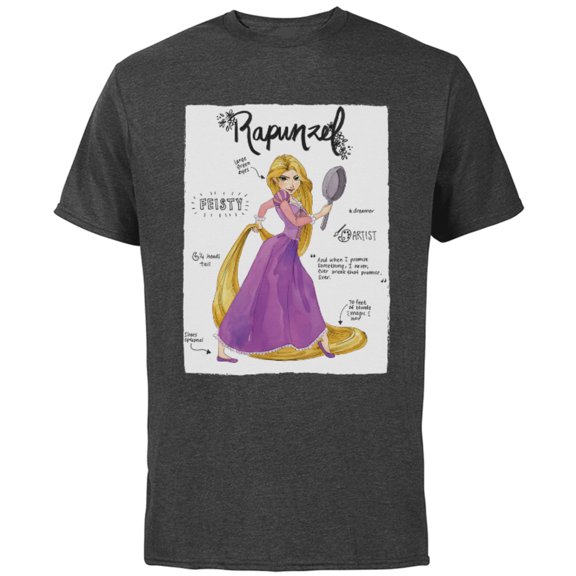 Disney Tangled Rapunzel Fashion Callouts T-Shirt - Short Sleeve Cotton T-Shirt for Adults - Customized-Charcoal