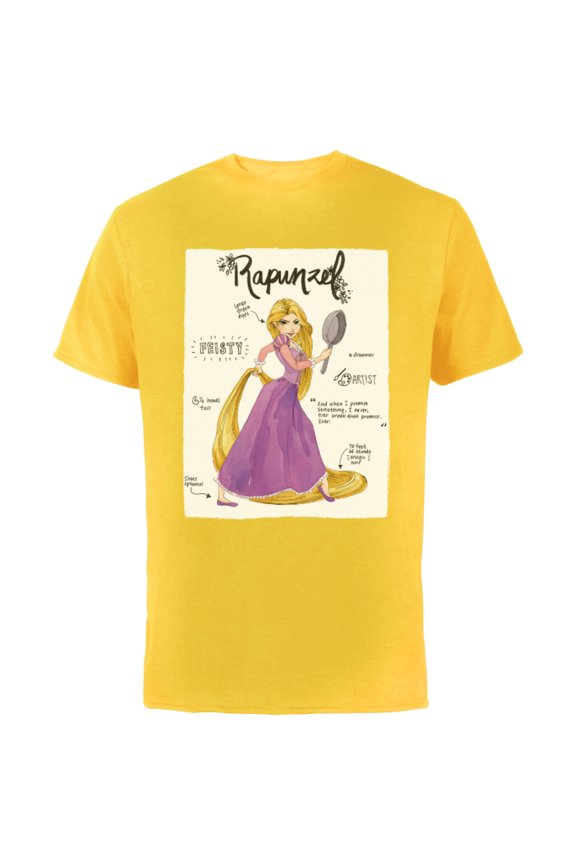 Tangled Rapunzel Fashion Callouts T-Shirt - Short Sleeve Cotton T-Shirt for Adults - Customized-Yellow