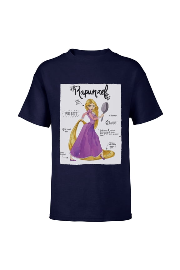Tangled Rapunzel Fashion Callouts T-Shirt - Short Sleeve T-Shirt for Kids - Customized-Athletic Navy