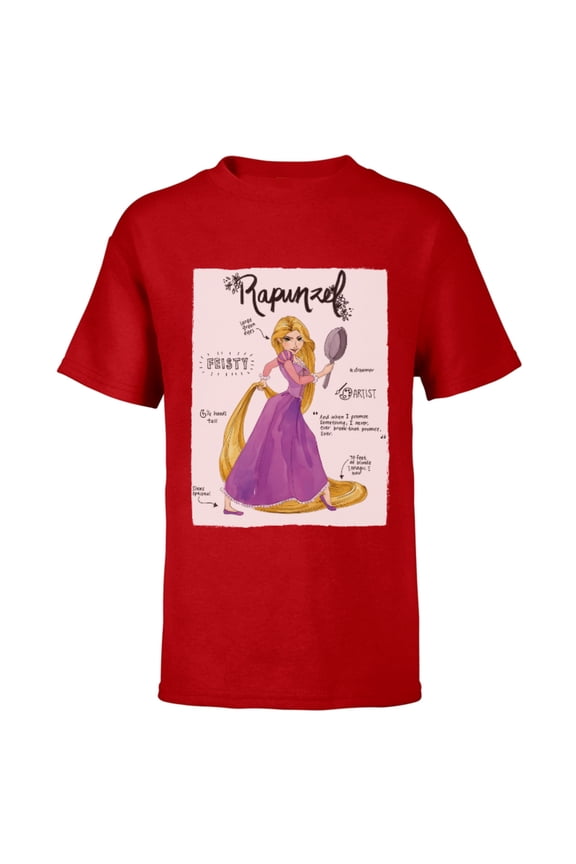 Tangled Rapunzel Fashion Callouts T-Shirt - Short Sleeve T-Shirt for Kids - Customized-Red