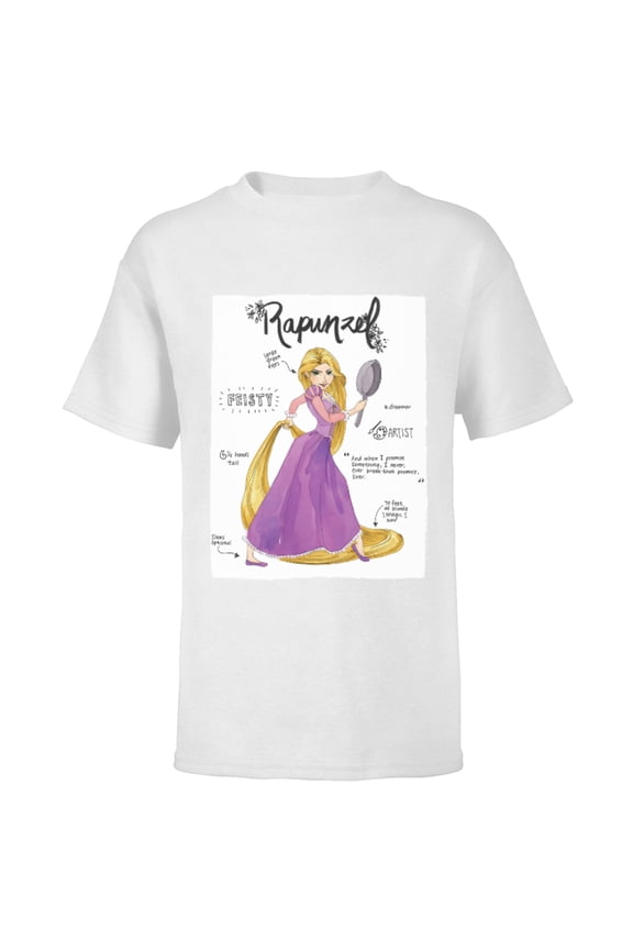 Tangled Rapunzel Fashion Callouts T-Shirt - Short Sleeve T-Shirt for Kids - Customized-White