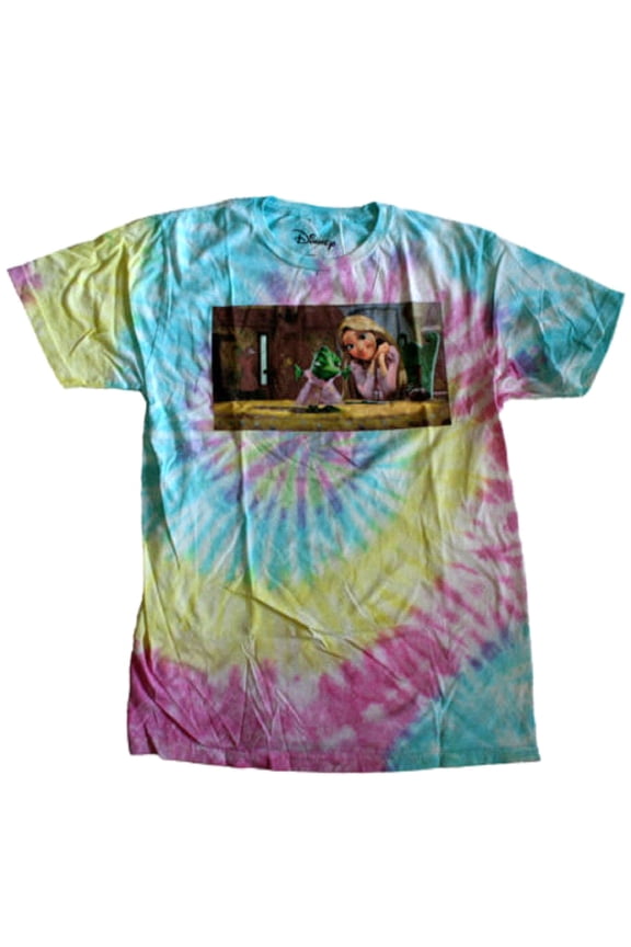 Disney Tangled Rapunzel and Pascal Junior Womens Tie-Dye T-Shirt Plus Size 3XL