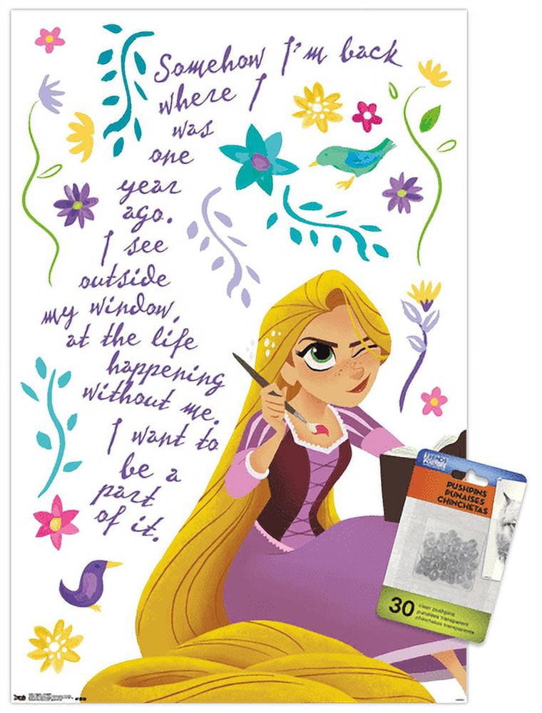 Disney Tangled - Thoughts Wall Poster with Push Pins, 14.725" x 22.375"