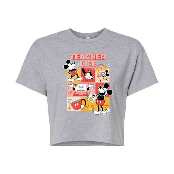 Disney - Teacher Life - Juniors Cropped Cotton Blend T-Shirt