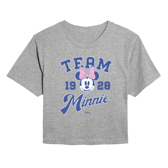 Disney - Team Minnie- Juniors Cropped Short Sleeve Graphic T-Shirt Women's Cropped Graphic T-Shirt