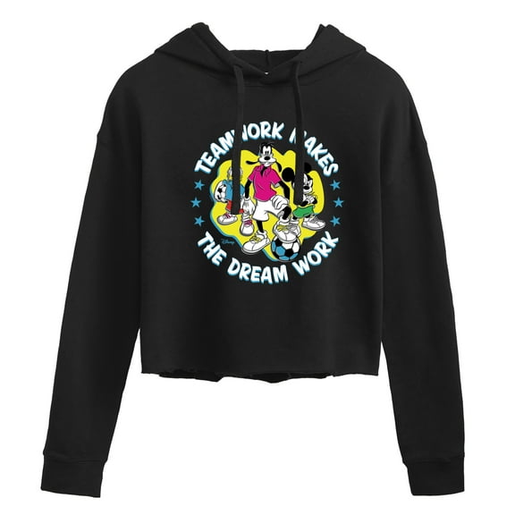 Disney - Teamwork Group  - Juniors Cropped Pullover Hoodie