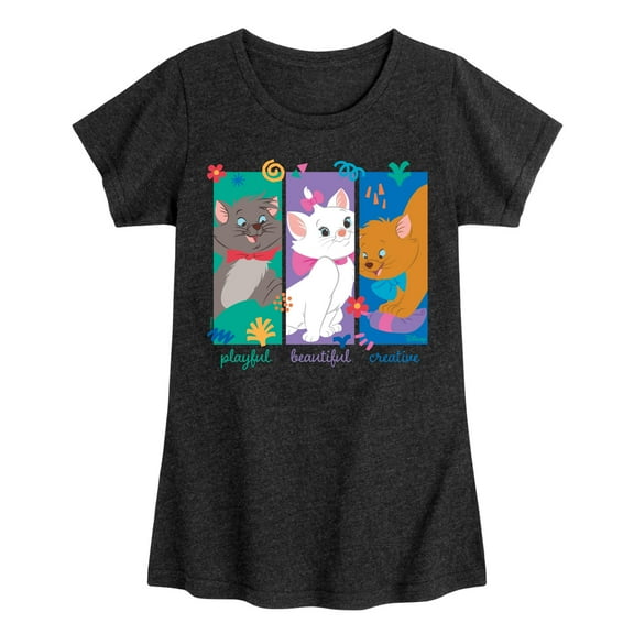 Disney - The Aristocats - Aristocats Kittens - Girls Fitted Short Sleeve Graphic T-Shirt