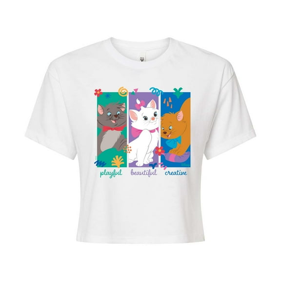 Disney - The Aristocats - Aristocats Kittens - Junior's Cropped Graphic T-Shirt