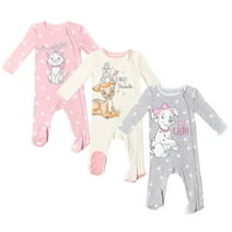 Disney The Aristocats Bambi Infant Baby Girls 3 Pack Zip Up Sleep N' Plays Newborn to Infant