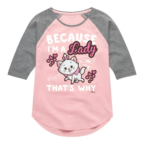 Disney - The Aristocats - Because I'm A Lady - Toddler & Youth Girls Raglan Graphic T-Shirt