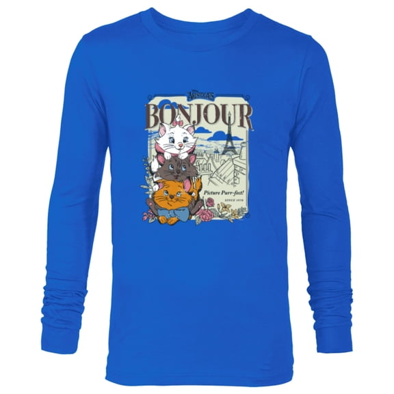 Disney The Aristocats Bonjour - Long Sleeve T-Shirt for Men - Customized-Navy