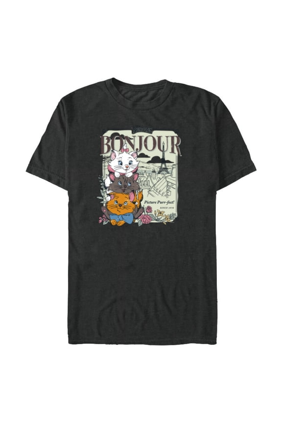 The Aristocats Bonjour - Short Sleeve Blended T-Shirt for Adults - Customized-Dark Heather