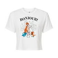 thumbnail image 1 of Disney - The Aristocats - Bonjour from the Family - Juniors Cropped Cotton Blend T-Shirt, 1 of 5