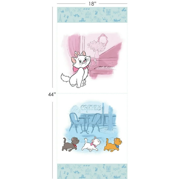 Disney The Aristocats Cats Pillow Panel Camelot 100% Cotton Fabric By The Panel 18" x 43"