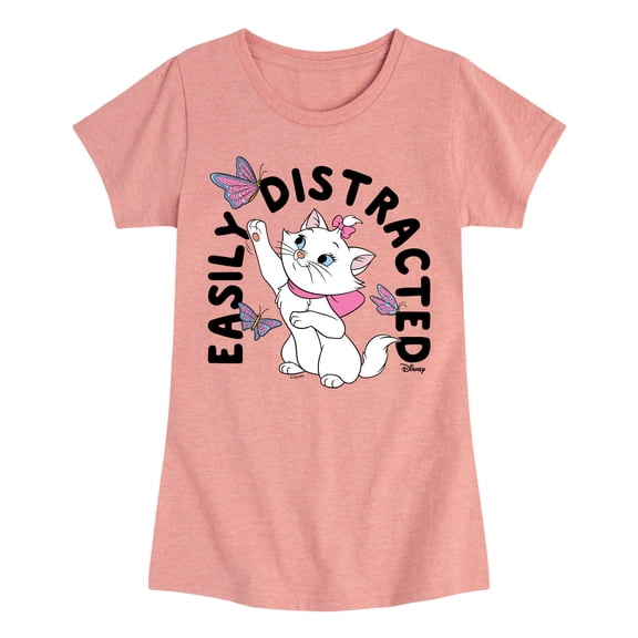 Disney - The Aristocats - Easily Distracted - Girls Fitted Short Sleeve Graphic T-Shirt
