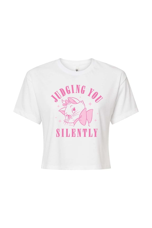 - The Aristocats - Judging You Silently - Junior's Cropped Graphic T-Shirt