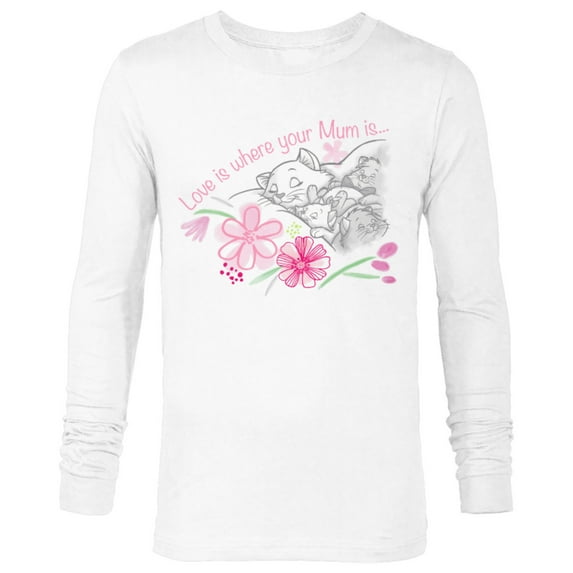 Disney The Aristocats Love is Where Your Mum Is Mother’s Day - Long Sleeve T-Shirt for Men - Customized-White