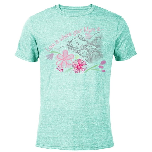 Disney The Aristocats Love is Where Your Mum Is Mother’s Day - Short Sleeve Blended T-Shirt for Adults - Customized-Ocean Blue