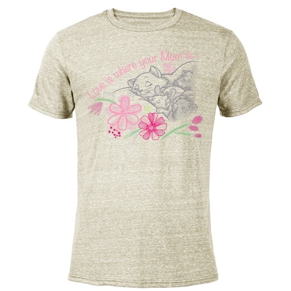 Disney The Aristocats Love is Where Your Mum Is Mother’s Day - Short Sleeve Blended T-Shirt for Adults - Customized-Yellow