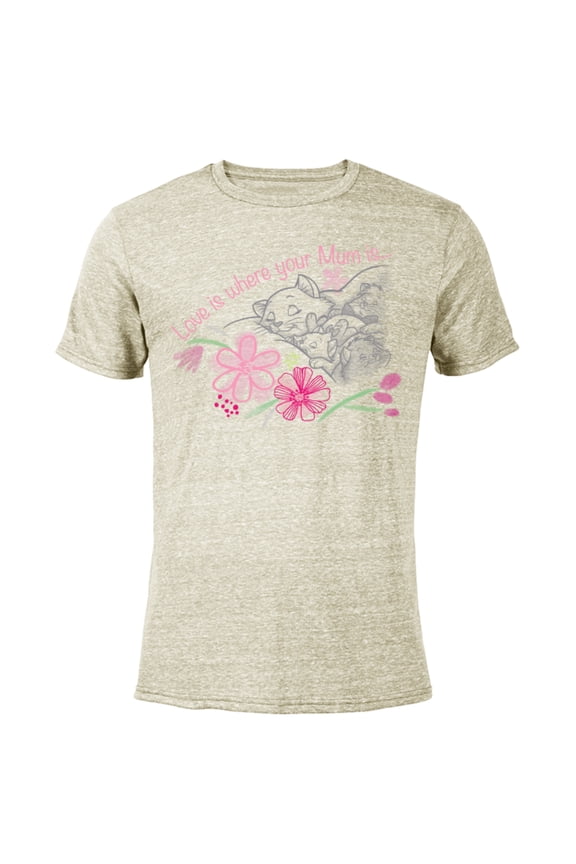 The Aristocats Love is Where Your Mum Is Mother’s Day - Short Sleeve Blended T-Shirt for Adults - Customized-Yellow