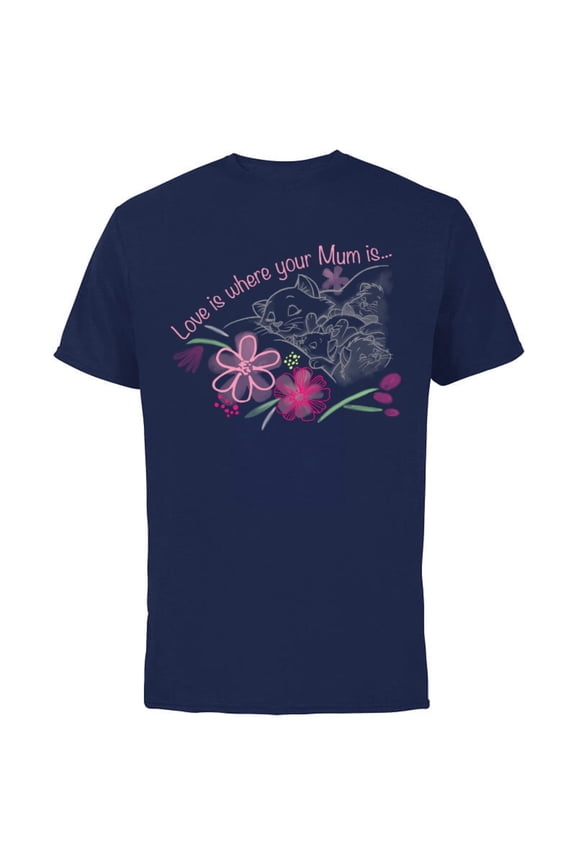 The Aristocats Love is Where Your Mum Is Mother’s Day - Short Sleeve Cotton T-Shirt for Adults - Customized-Navy