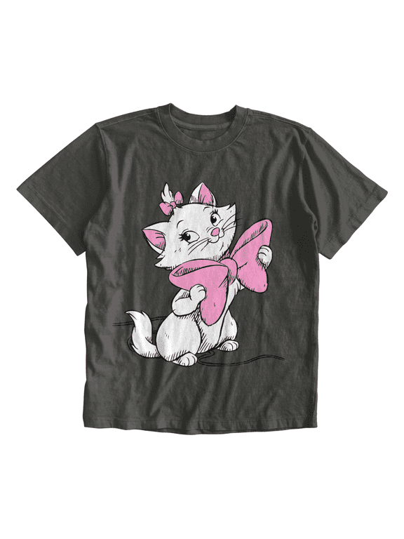 The Aristocats Marie Bow Women's Short Sleeve Graphic T-Shirt (Dark Heather, S-XXL)