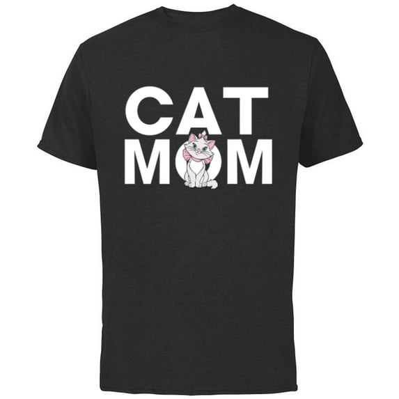 Disney The Aristocats Marie Cat Mom - Short Sleeve Cotton T-Shirt for Adults - Customized-Black