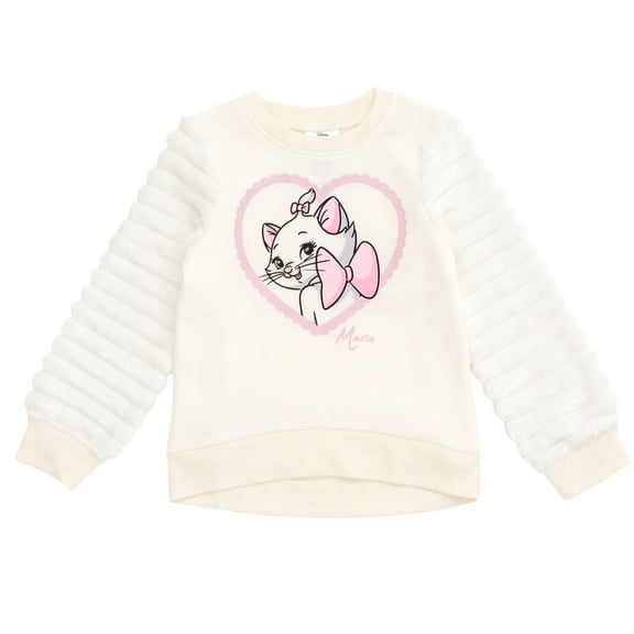 Disney The Aristocats Marie Fleece Pullover Sweatshirt with Faux Fur Sleeves Toddler to Big Kid