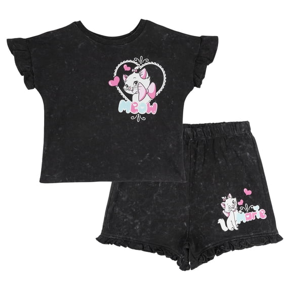 Disney The Aristocats Marie French Terry T-Shirt and Shorts Outfit Set Toddler to Big Kid