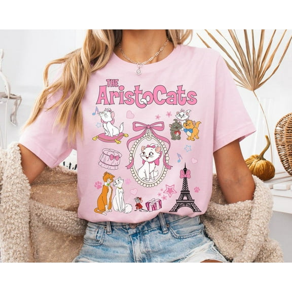 Disney The Aristocats Marie Mad Tea Cup Party Shirt, Coquette Bow Paris Aristocats Marie Thomas O'Malley Berlioz Duches Tee, Disney Trip Tee