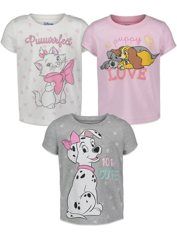 Disney The Aristocats Marie Toddler Girls 3 Pack Pullover T-Shirts Infant to Big Kid