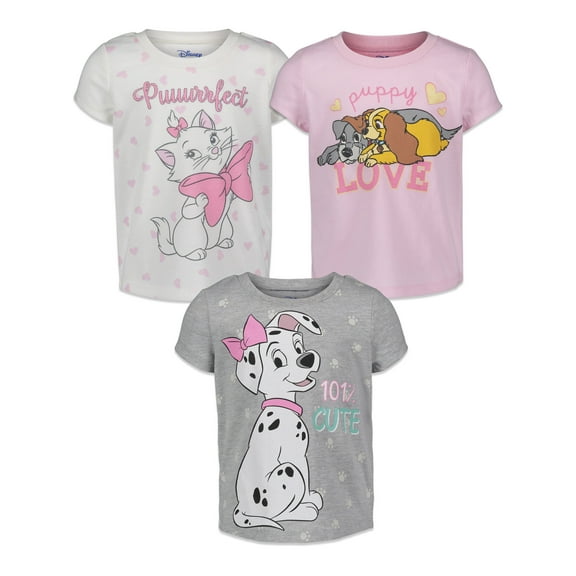 Disney The Aristocats Marie Toddler Girls 3 Pack Pullover T-Shirts Infant to Big Kid
