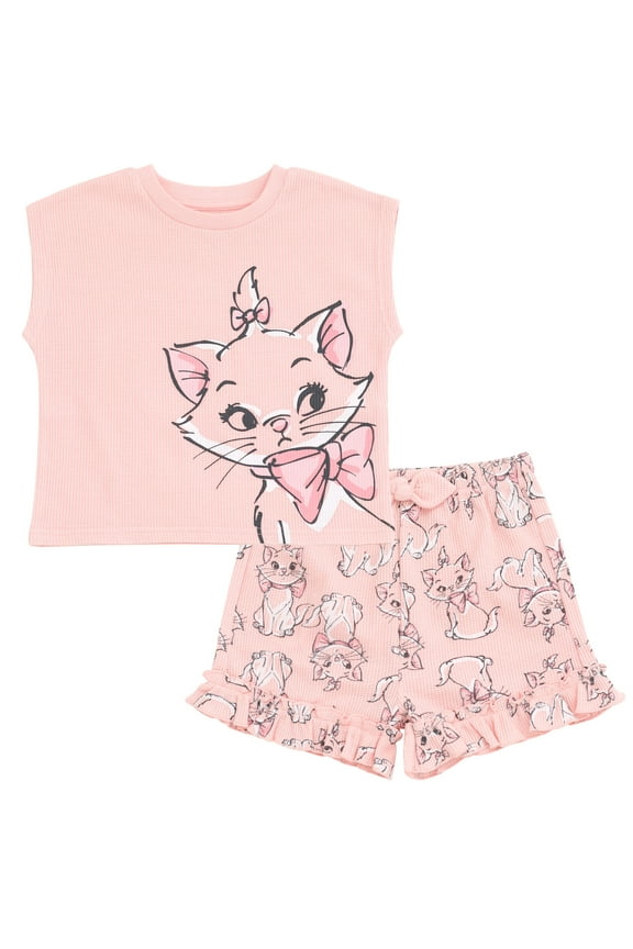 The Aristocats Marie Waffle Knit T-Shirt and Shorts Outfit Set Newborn to Little Kid