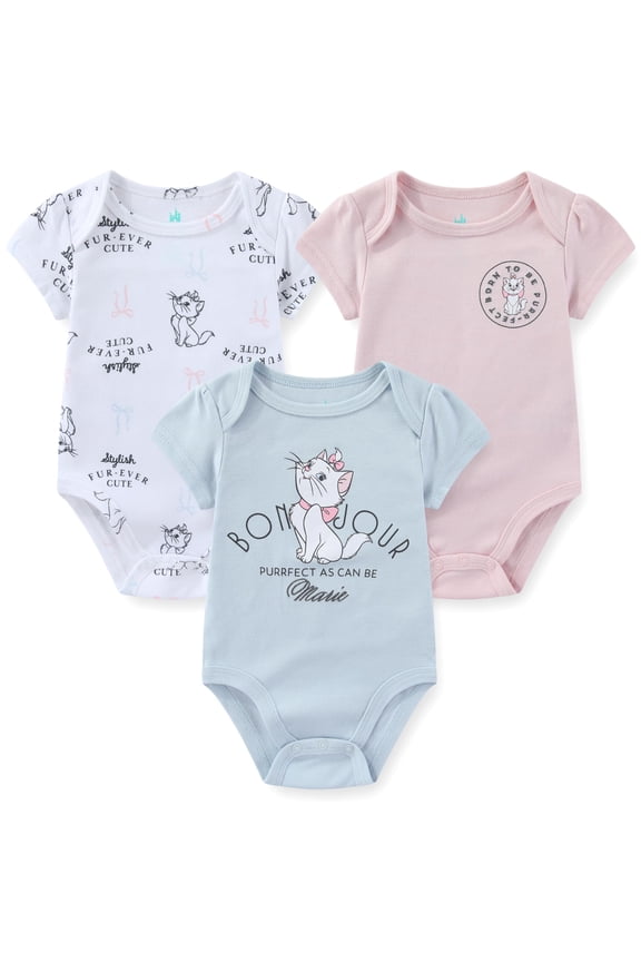 The Aristocats Marie the Cat Bodysuits (Baby Girls), 3 Pack, Sizes 3M-12M