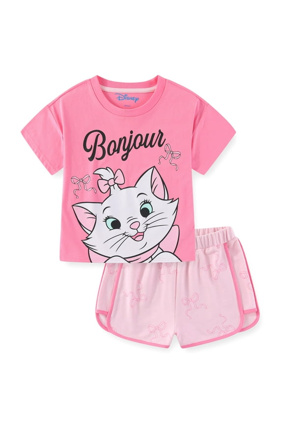 The Aristocats Marie the Cat Short Sleeve T-Shirt and French Terry Shorts Set (Girls), 2 Piece Set, Sizes 7-12