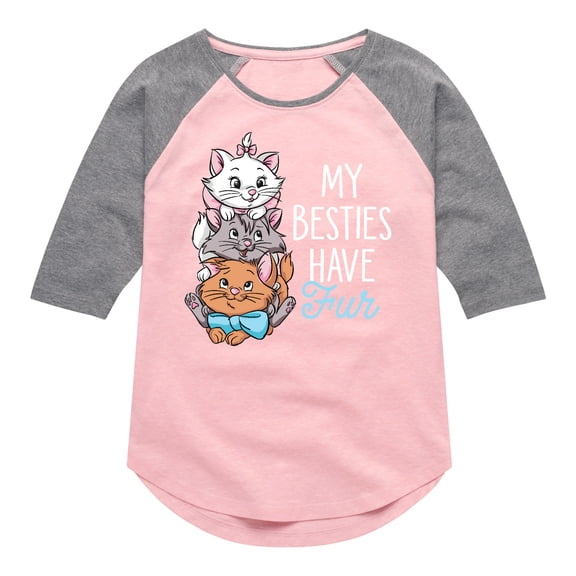 Disney - The Aristocats - My Besties Have Fur - Toddler & Youth Girls Raglan Graphic T-Shirt