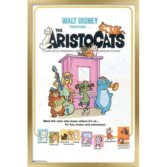 Disney The Aristocats - One Sheet Wall Poster, 22.375" x 34", Framed