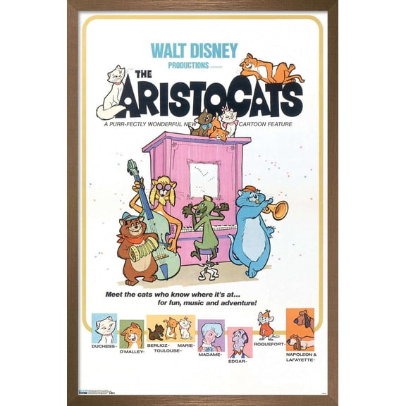 Disney The Aristocats - One Sheet Wall Poster, 22.375" x 34", Framed